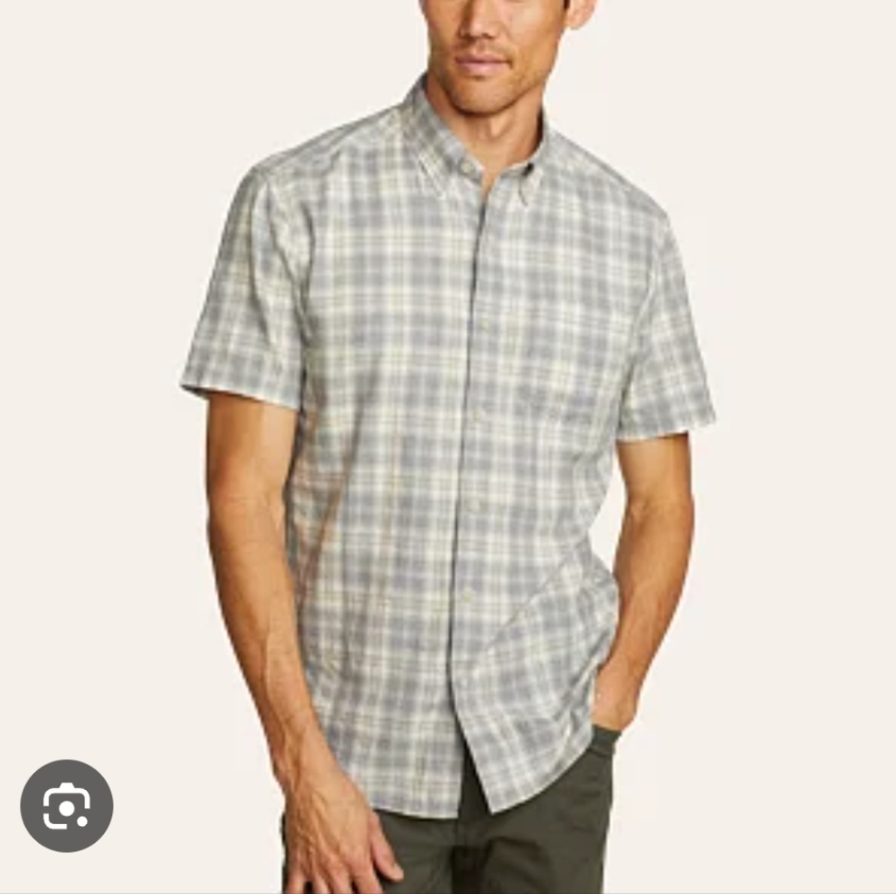 Eddie Bauer Men's Gray‎ Plaid Shirt